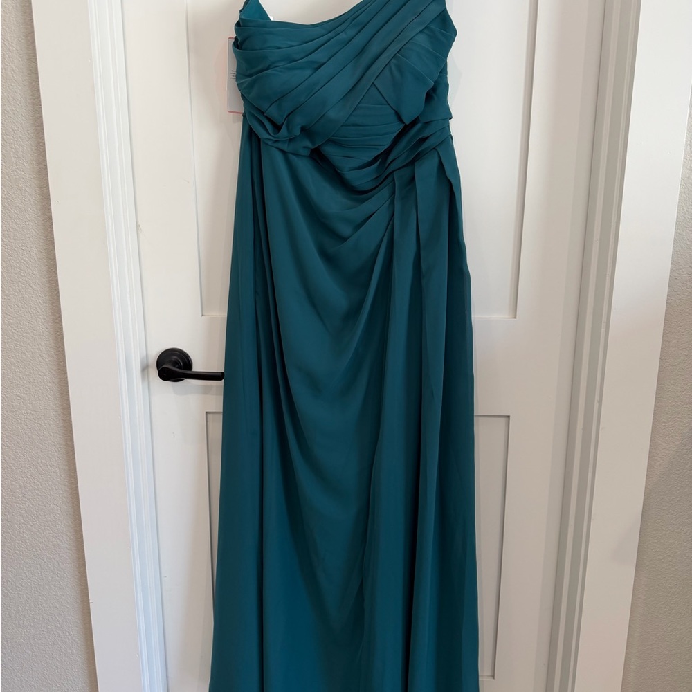 JJs House Elegant Teal One Shoulder Gown
